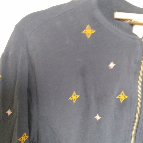 Knox Rose Lightweight Blue and Pink Embroidered Bomber Jacket Size Small - Picture 7 of 12